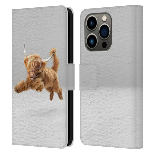 Pixelmated Animals Surreal Pets Highland Pup Leather Book Wallet Case Cover For Apple iPhone 14 Pro