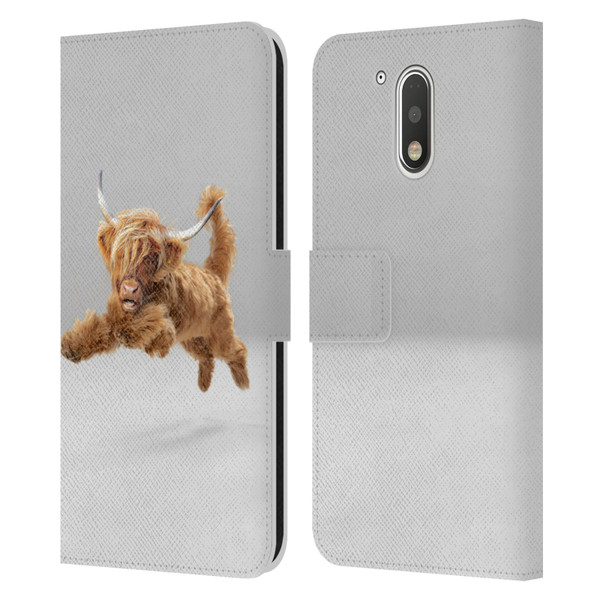 Pixelmated Animals Surreal Pets Highland Pup Leather Book Wallet Case Cover For Motorola Moto G41