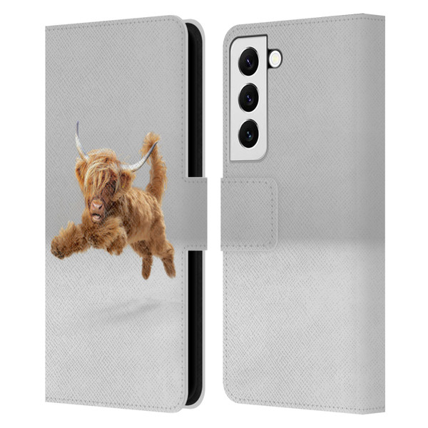 Pixelmated Animals Surreal Pets Highland Pup Leather Book Wallet Case Cover For Samsung Galaxy S22 5G