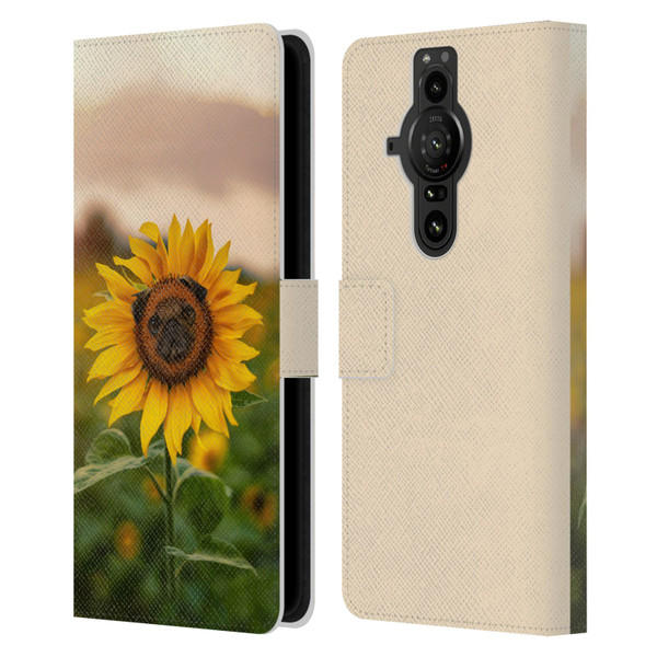 Pixelmated Animals Surreal Pets Pugflower Leather Book Wallet Case Cover For Sony Xperia Pro-I