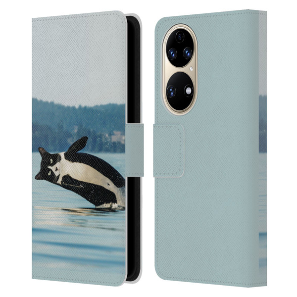 Pixelmated Animals Surreal Wildlife Orcat Leather Book Wallet Case Cover For Huawei P50