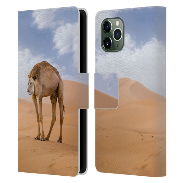 Pixelmated Animals Surreal Wildlife Camel Lion Leather Book Wallet Case Cover For Apple iPhone 11 Pro