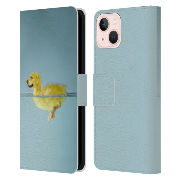 Pixelmated Animals Surreal Wildlife Dog Duck Leather Book Wallet Case Cover For Apple iPhone 13