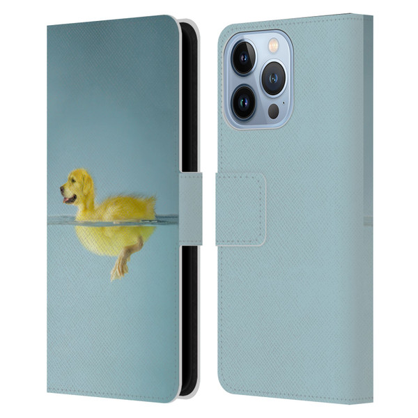 Pixelmated Animals Surreal Wildlife Dog Duck Leather Book Wallet Case Cover For Apple iPhone 13 Pro