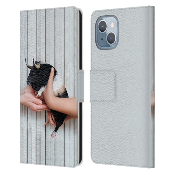 Pixelmated Animals Surreal Wildlife Guinea Bull Leather Book Wallet Case Cover For Apple iPhone 14