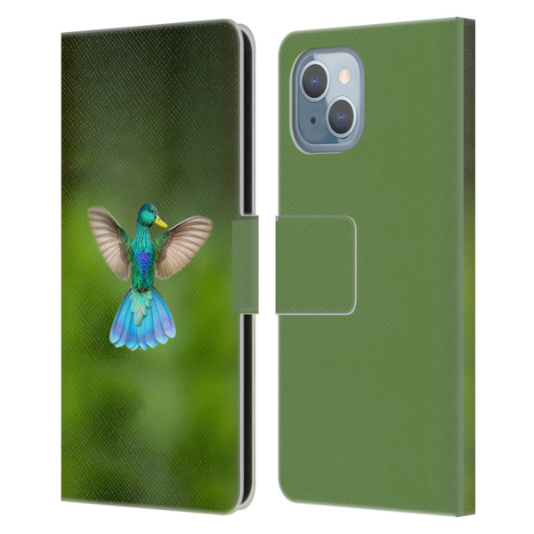 Pixelmated Animals Surreal Wildlife Quaking Bird Leather Book Wallet Case Cover For Apple iPhone 14