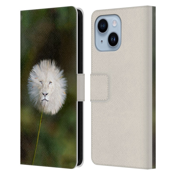 Pixelmated Animals Surreal Wildlife Dandelion Leather Book Wallet Case Cover For Apple iPhone 14 Plus