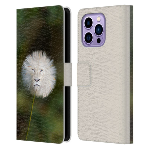 Pixelmated Animals Surreal Wildlife Dandelion Leather Book Wallet Case Cover For Apple iPhone 14 Pro Max