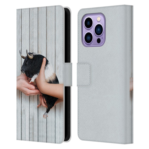 Pixelmated Animals Surreal Wildlife Guinea Bull Leather Book Wallet Case Cover For Apple iPhone 14 Pro Max