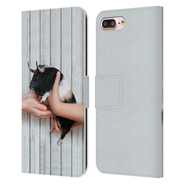 Pixelmated Animals Surreal Wildlife Guinea Bull Leather Book Wallet Case Cover For Apple iPhone 7 Plus / iPhone 8 Plus