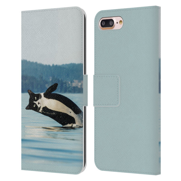 Pixelmated Animals Surreal Wildlife Orcat Leather Book Wallet Case Cover For Apple iPhone 7 Plus / iPhone 8 Plus