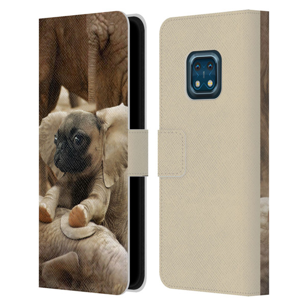 Pixelmated Animals Surreal Wildlife Pugephant Leather Book Wallet Case Cover For Nokia XR20