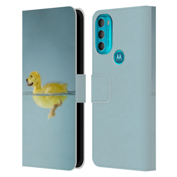 Pixelmated Animals Surreal Wildlife Dog Duck Leather Book Wallet Case Cover For Motorola Moto G71 5G