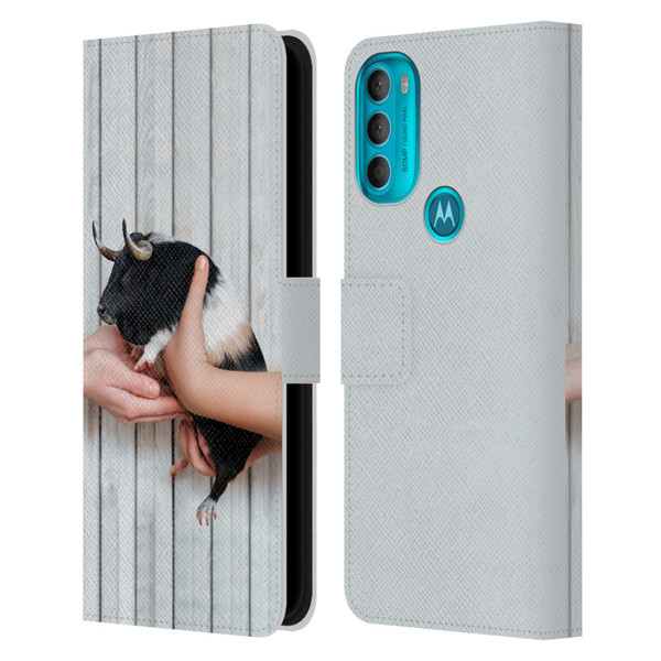 Pixelmated Animals Surreal Wildlife Guinea Bull Leather Book Wallet Case Cover For Motorola Moto G71 5G