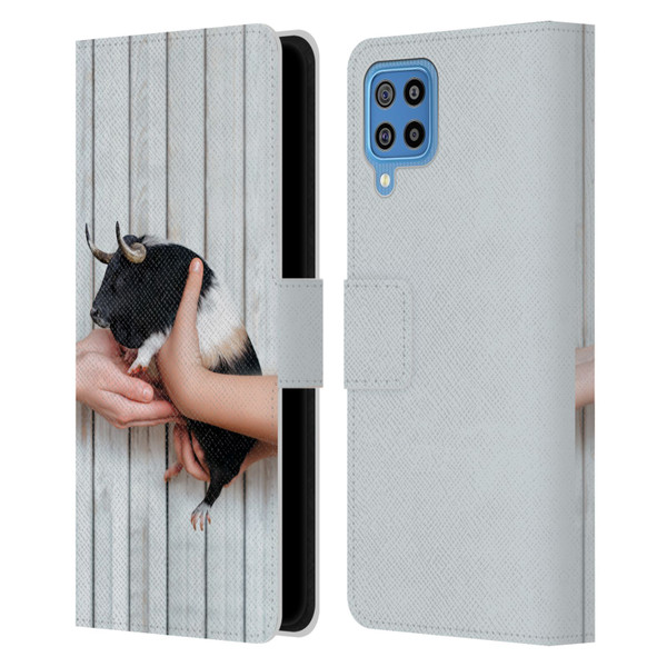 Pixelmated Animals Surreal Wildlife Guinea Bull Leather Book Wallet Case Cover For Samsung Galaxy F22 (2021)