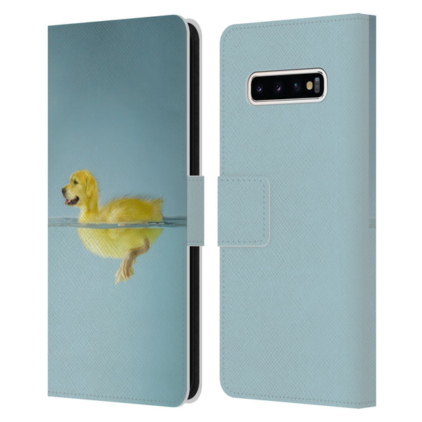 Pixelmated Animals Surreal Wildlife Dog Duck Leather Book Wallet Case Cover For Samsung Galaxy S10+ / S10 Plus