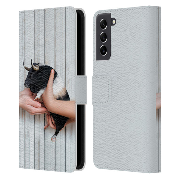 Pixelmated Animals Surreal Wildlife Guinea Bull Leather Book Wallet Case Cover For Samsung Galaxy S21 FE 5G