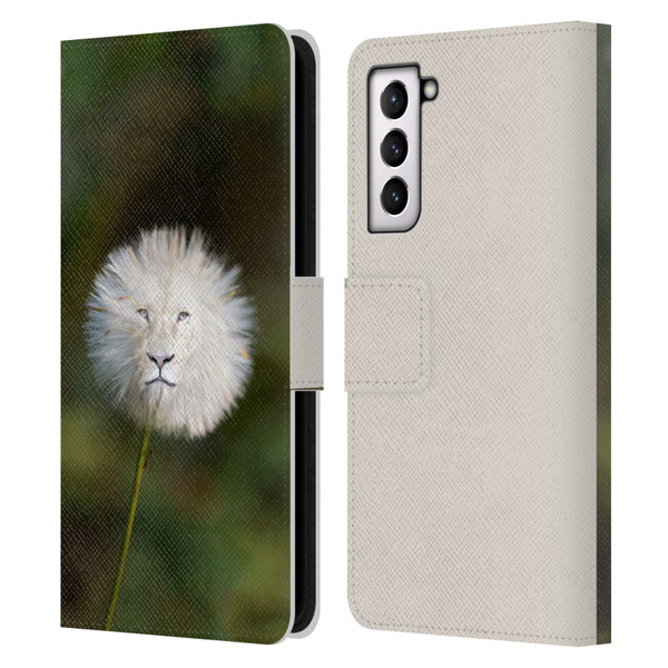 Pixelmated Animals Surreal Wildlife Dandelion Leather Book Wallet Case Cover For Samsung Galaxy S21 5G