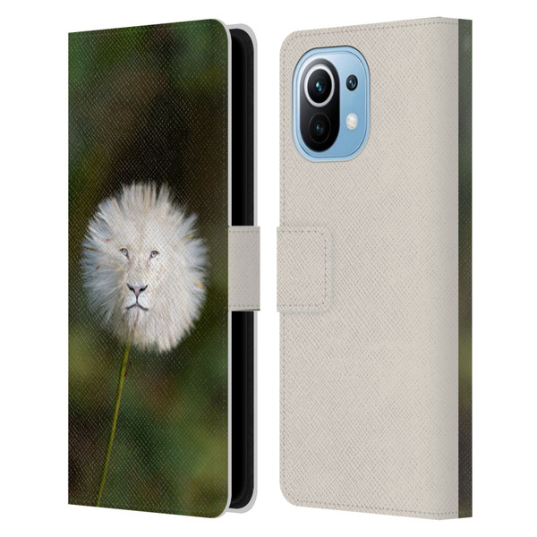 Pixelmated Animals Surreal Wildlife Dandelion Leather Book Wallet Case Cover For Xiaomi Mi 11