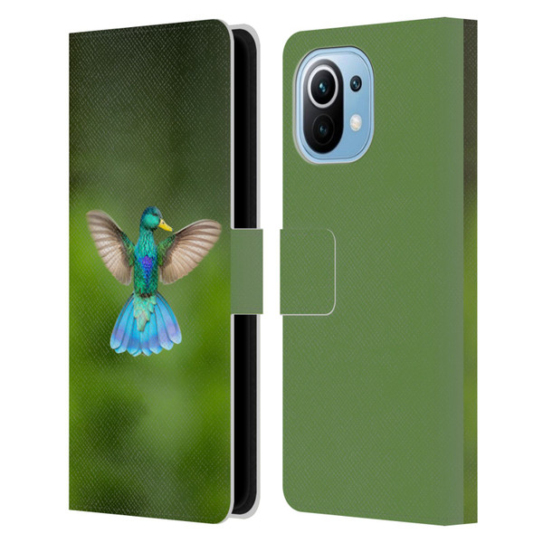 Pixelmated Animals Surreal Wildlife Quaking Bird Leather Book Wallet Case Cover For Xiaomi Mi 11