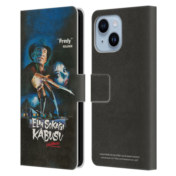 A Nightmare On Elm Street (1984) Graphics Elm Sokagi Leather Book Wallet Case Cover For Apple iPhone 14 Plus