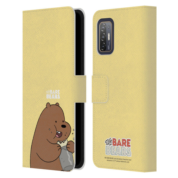 We Bare Bears Character Art Grizzly Leather Book Wallet Case Cover For HTC Desire 21 Pro 5G