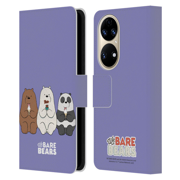We Bare Bears Character Art Group 2 Leather Book Wallet Case Cover For Huawei P50