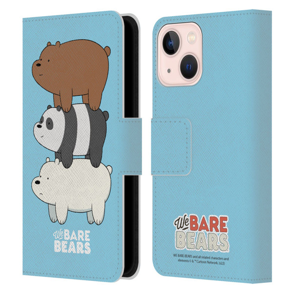 We Bare Bears Character Art Group 3 Leather Book Wallet Case Cover For Apple iPhone 13 Mini