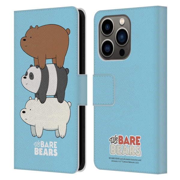 We Bare Bears Character Art Group 3 Leather Book Wallet Case Cover For Apple iPhone 14 Pro