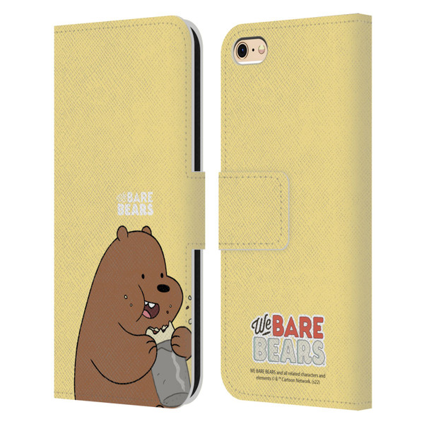 We Bare Bears Character Art Grizzly Leather Book Wallet Case Cover For Apple iPhone 6 / iPhone 6s