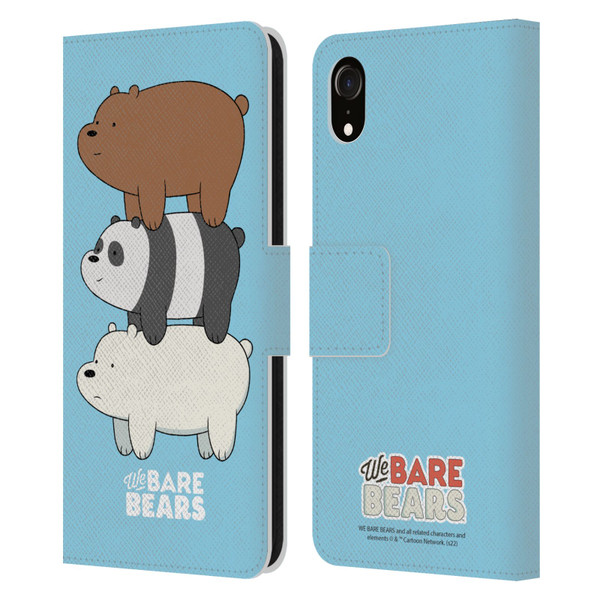 We Bare Bears Character Art Group 3 Leather Book Wallet Case Cover For Apple iPhone XR