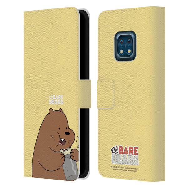 We Bare Bears Character Art Grizzly Leather Book Wallet Case Cover For Nokia XR20