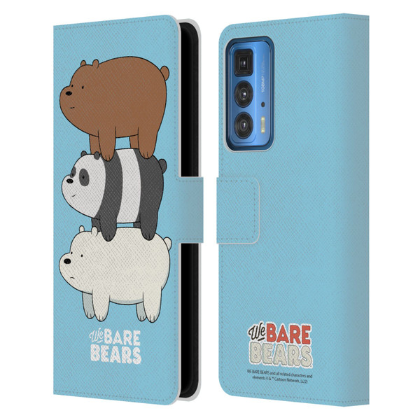 We Bare Bears Character Art Group 3 Leather Book Wallet Case Cover For Motorola Edge 20 Pro