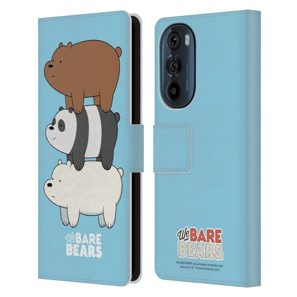 We Bare Bears Character Art Group 3 Leather Book Wallet Case Cover For Motorola Edge 30