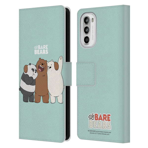 We Bare Bears Character Art Group 1 Leather Book Wallet Case Cover For Motorola Moto G52