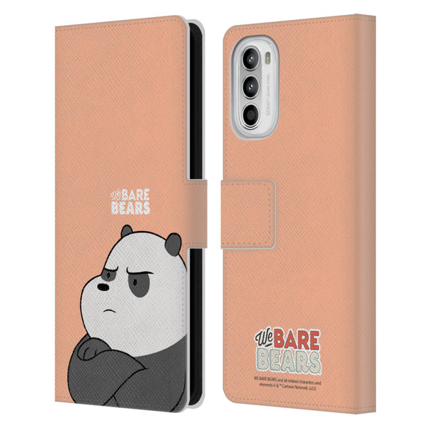 We Bare Bears Character Art Panda Leather Book Wallet Case Cover For Motorola Moto G52