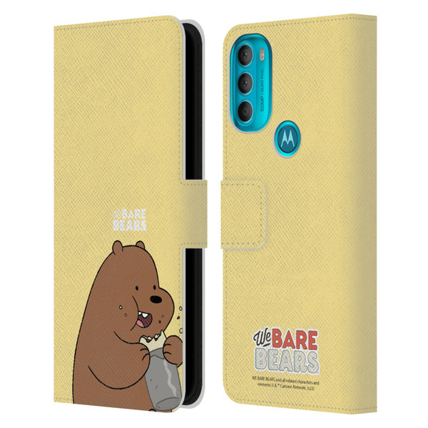 We Bare Bears Character Art Grizzly Leather Book Wallet Case Cover For Motorola Moto G71 5G
