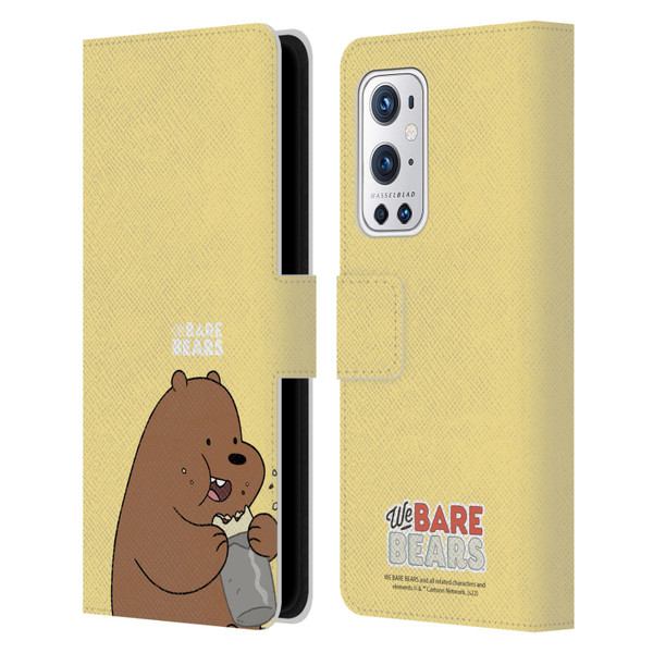 We Bare Bears Character Art Grizzly Leather Book Wallet Case Cover For OnePlus 9 Pro