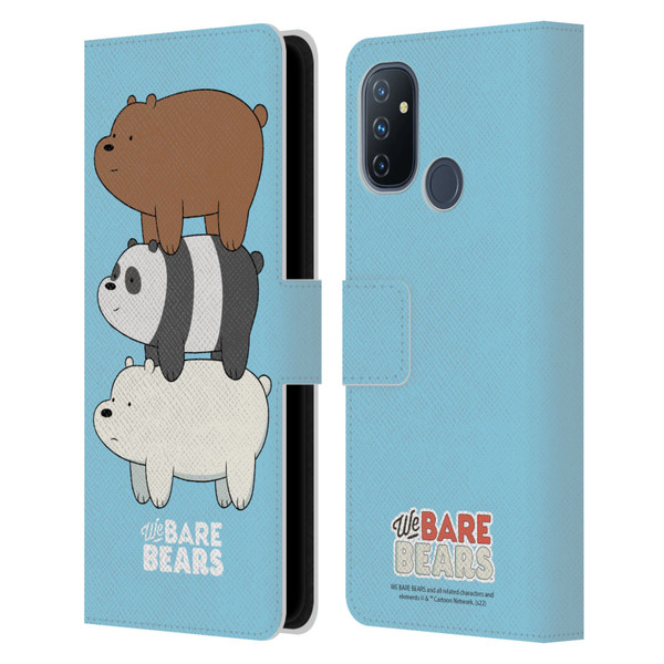 We Bare Bears Character Art Group 3 Leather Book Wallet Case Cover For OnePlus Nord N100