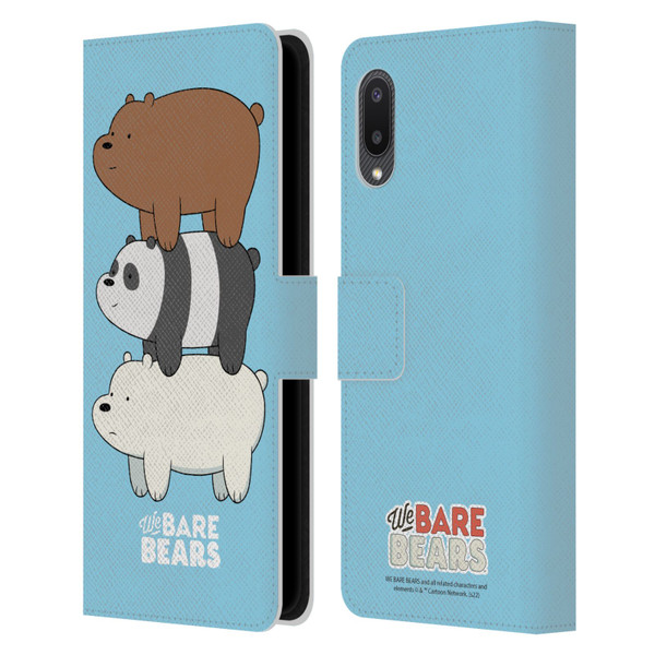 We Bare Bears Character Art Group 3 Leather Book Wallet Case Cover For Samsung Galaxy A02/M02 (2021)