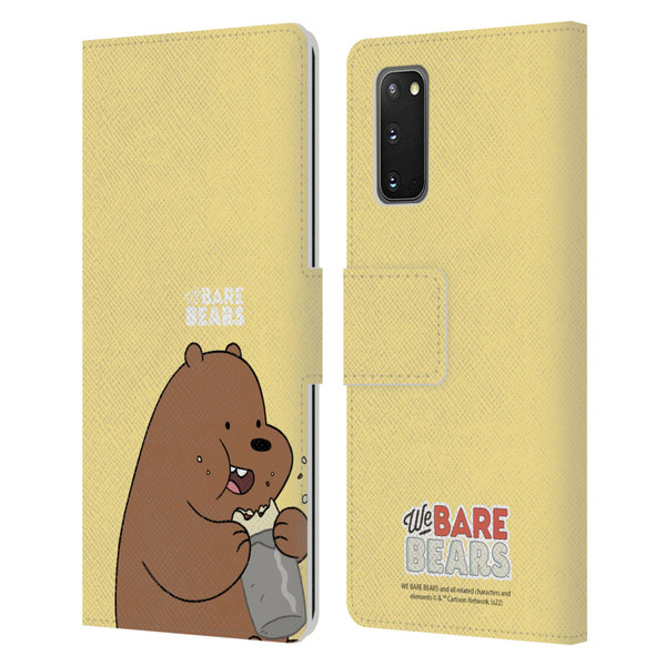 We Bare Bears Character Art Grizzly Leather Book Wallet Case Cover For Samsung Galaxy S20 / S20 5G