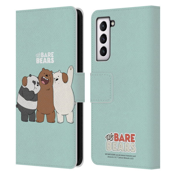 We Bare Bears Character Art Group 1 Leather Book Wallet Case Cover For Samsung Galaxy S21 5G