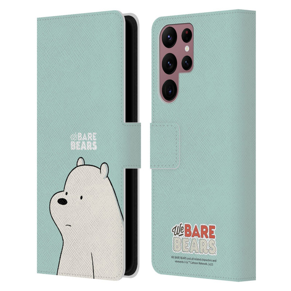 We Bare Bears Character Art Ice Bear Leather Book Wallet Case Cover For Samsung Galaxy S22 Ultra 5G