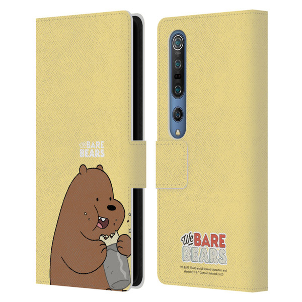 We Bare Bears Character Art Grizzly Leather Book Wallet Case Cover For Xiaomi Mi 10 5G / Mi 10 Pro 5G