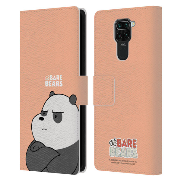 We Bare Bears Character Art Panda Leather Book Wallet Case Cover For Xiaomi Redmi Note 9 / Redmi 10X 4G