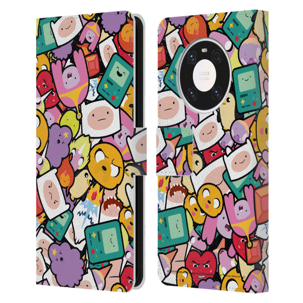 Adventure Time Graphics Pattern Leather Book Wallet Case Cover For Huawei Mate 40 Pro 5G