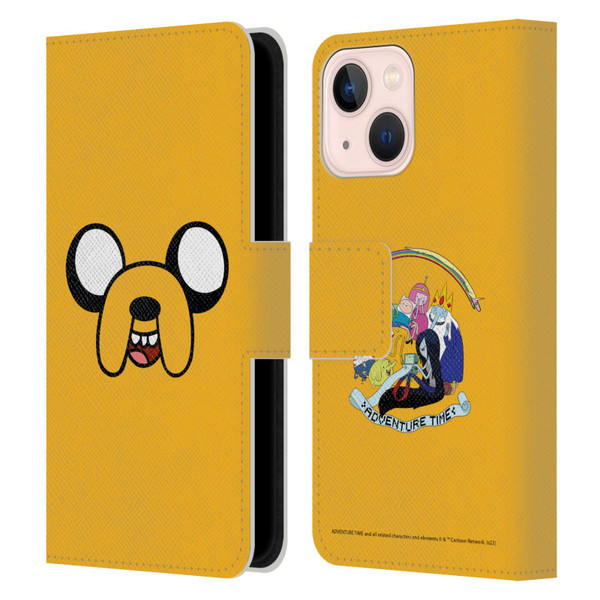 Adventure Time Graphics Jake The Dog Leather Book Wallet Case Cover For Apple iPhone 13 Mini