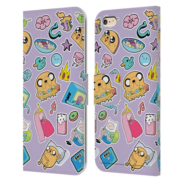 Adventure Time Graphics Icons Leather Book Wallet Case Cover For Apple iPhone 6 Plus / iPhone 6s Plus