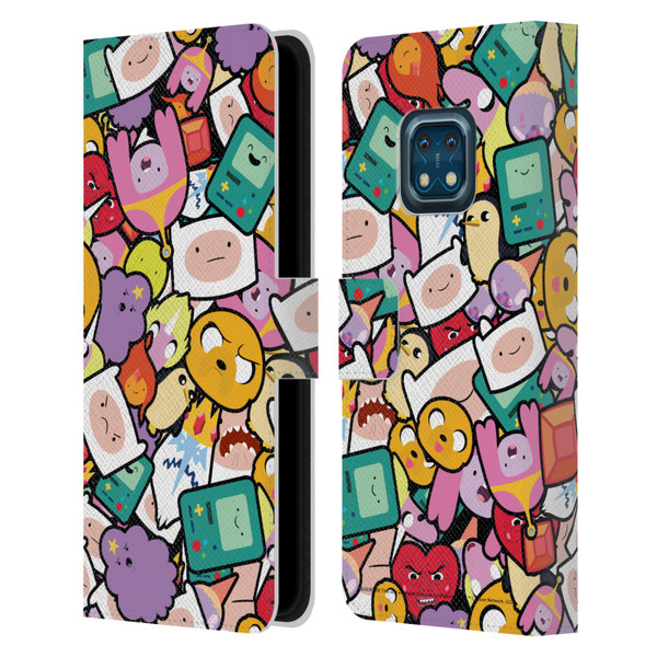Adventure Time Graphics Pattern Leather Book Wallet Case Cover For Nokia XR20