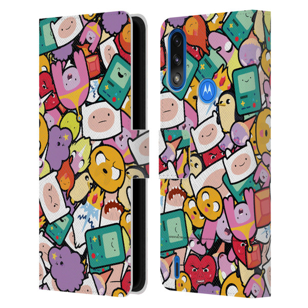 Adventure Time Graphics Pattern Leather Book Wallet Case Cover For Motorola Moto E7 Power / Moto E7i Power